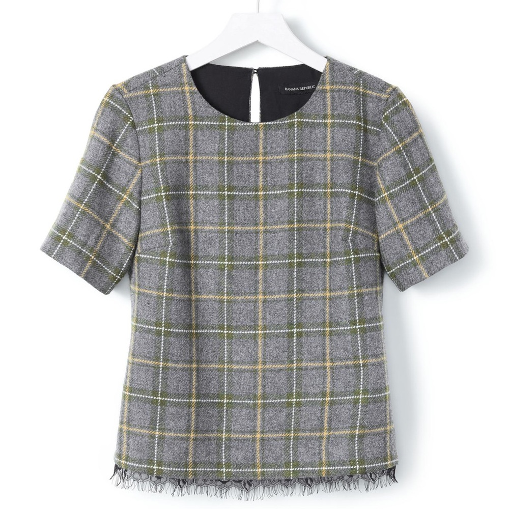 Banana Republic Plaid Tweed Top